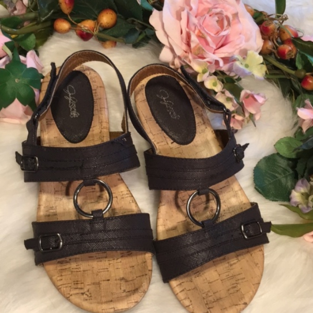 Black super soft Velcro strap sandals